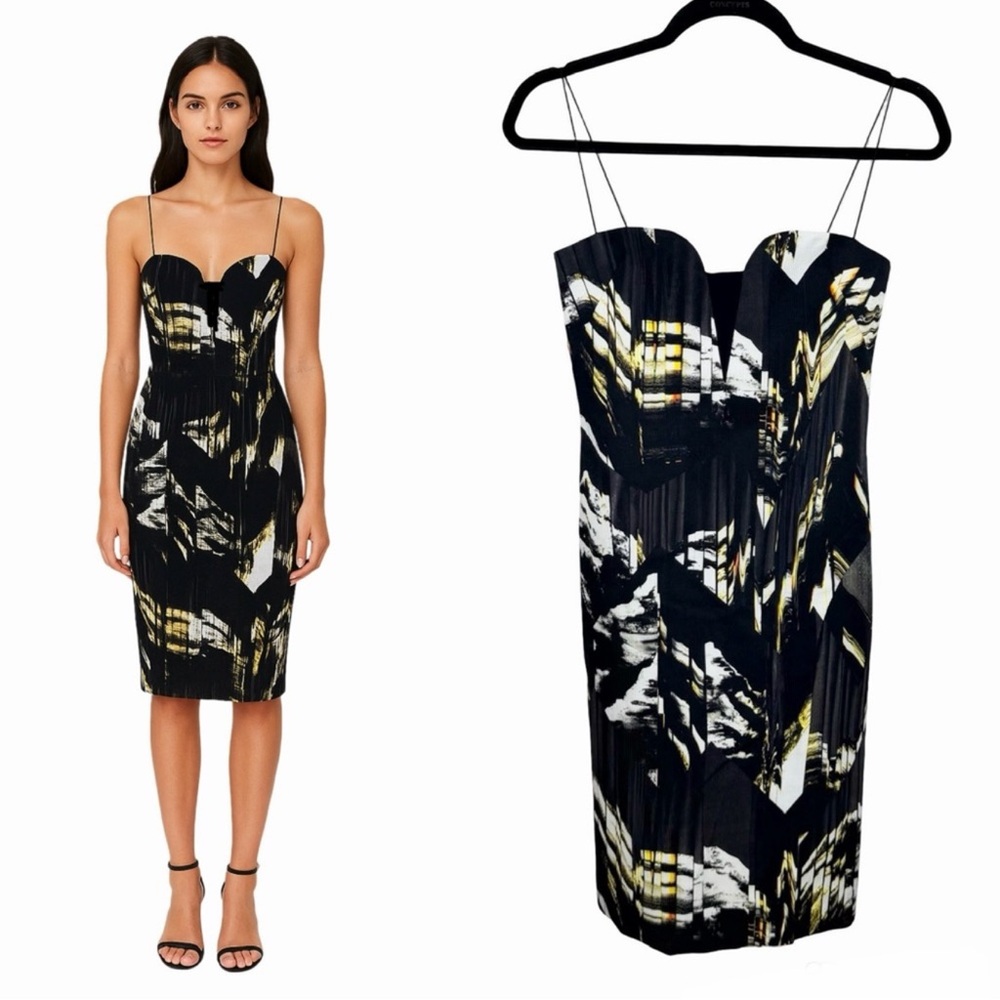 KENZO Sweetheart Dress Size FR 34 US XS Black Multi Print Cocktail Party